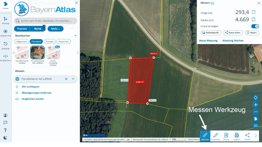BayernAtlas Messen Werkzeug